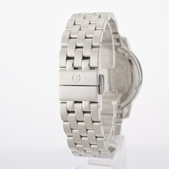 Michele Uptown Steel Diamond Wave Dial 39mm Ladies Watch W/ B&P